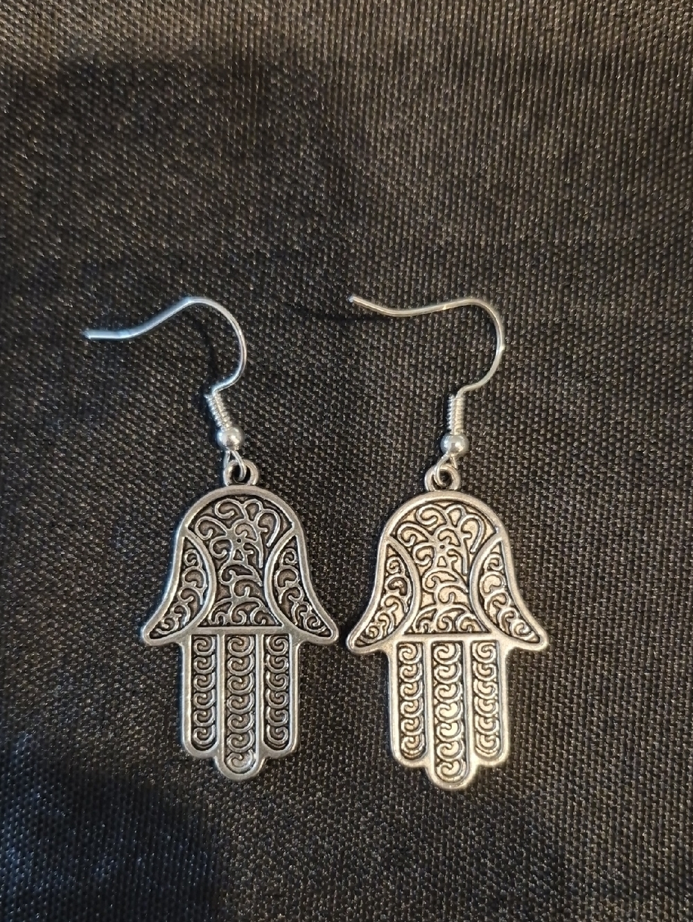 Silver Hamsa Hand Dangle Earrings - Women's Jewelry